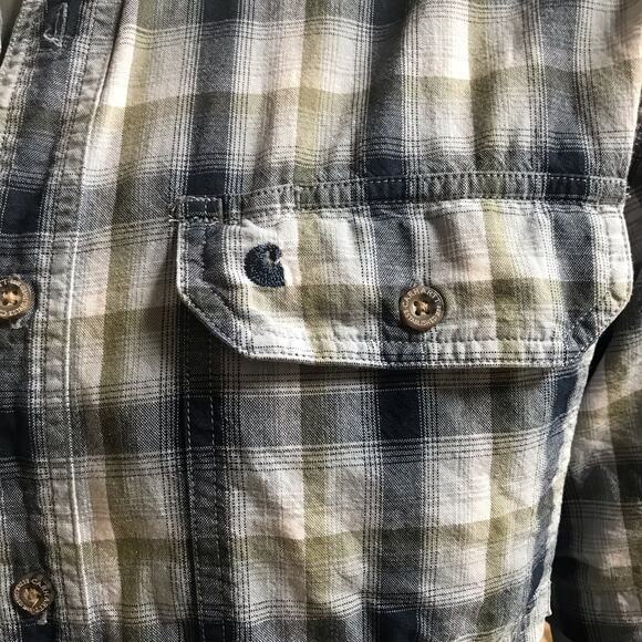 Carhartt Button Down Plaid Short Sleeve Cotton Shirt Men's Size Medium - Picture 5 of 7